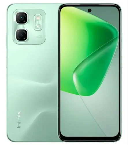 Smartphone Infinix Hot 50i na cor Sage Green.