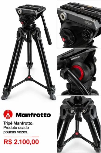 **Tripé Manfrotto MVT502AM + Cabeça de Vídeo - Pouco Usado