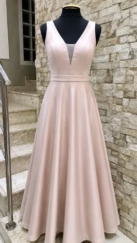Vestido longo rosê/rosa zibeline madrinha, convidada, mãe, formatura, debutante