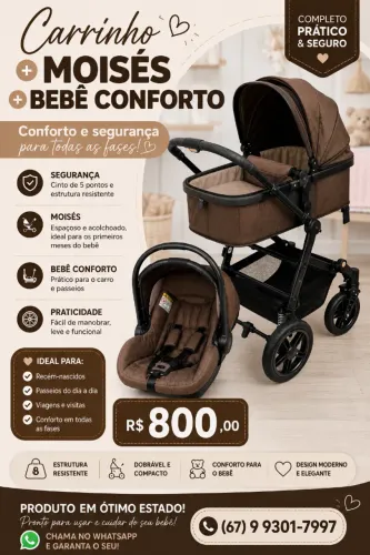 Carrinho Moisés +bebê conforto