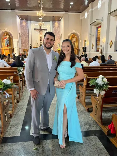 Vestido de festa azul tiffany