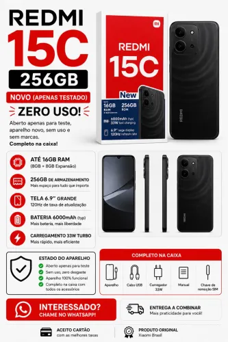 Redmi 15C 256GB - Aceito cartão 