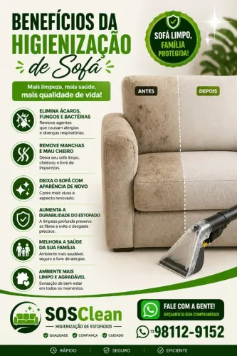Limpeza e Higenização de estofados 