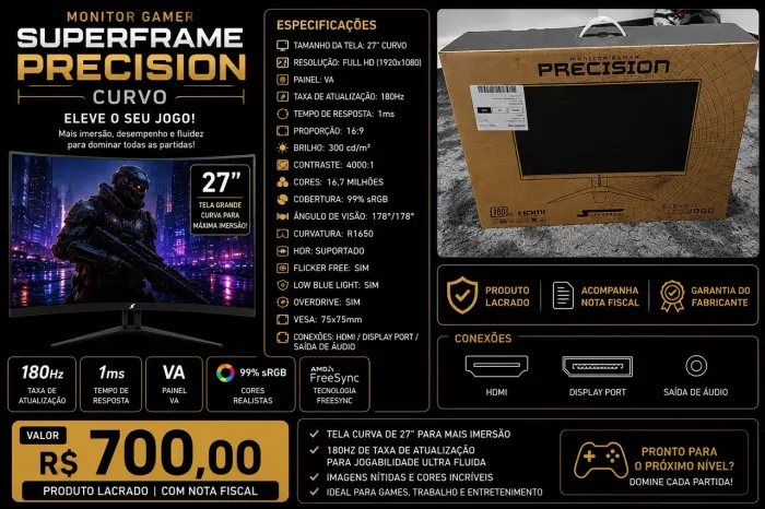 MONITOR TELA CURVA 27 POLEGADAS