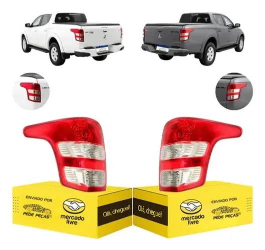 Par Lanterna L200 Triton Gls Gl 2017 18 19 20 21 22 A 2025 Ambos Lados Vermelho
