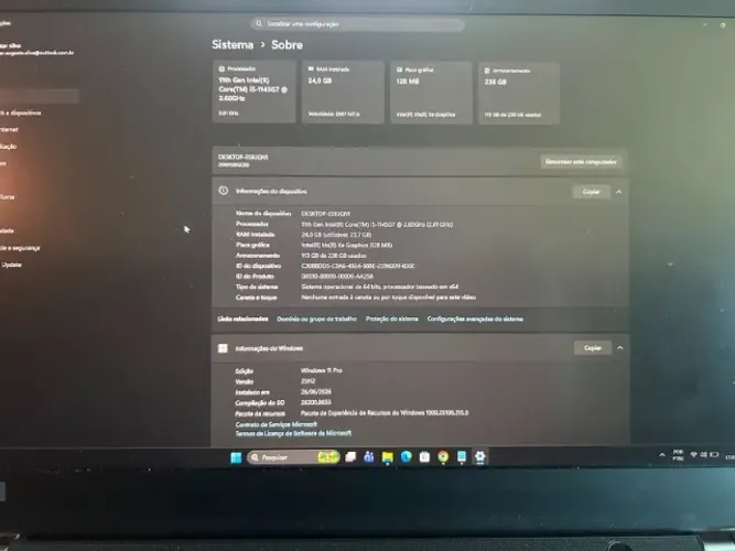 Notebook Lenovo Thinkpad T14 Core I5 11ª Geração 24GB Ram SSD 240 gb