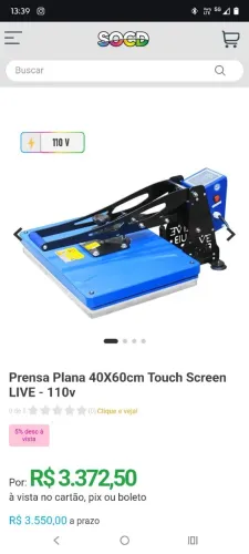 Prensa plana para sublimação 40×60 live sub.