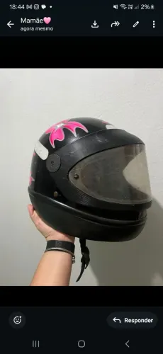 Capacete Feminino Rosa e Vermelho - Usado