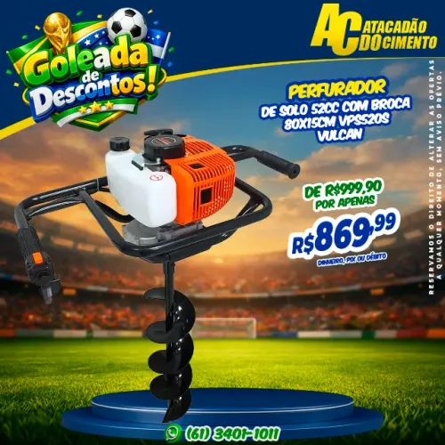 Perfurador de Solo 52cc Com Broca 80x15cn VPS520s Vulcan