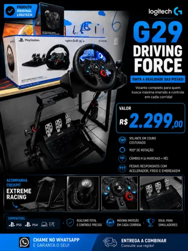 Cockpit extreme+ volante g29 Logitech+ câmbio Logitech 