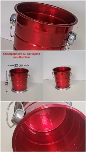 champanheira ou Cervejeira, Estilo Balde de Gelo, estilo  Retrô,  na cor vermelha,  