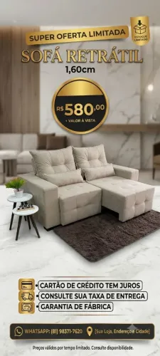 PROMOÇÃO SOFA RETRÁTIL 1,60CM, VEM GARANTI O SEU!