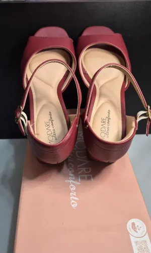 Sandalia Modare Vinho, salto 4cm