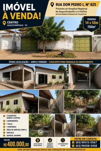 IMÓVEL À VENDA NO CENTRO DE AUGUSTINÓPOLIS - TO