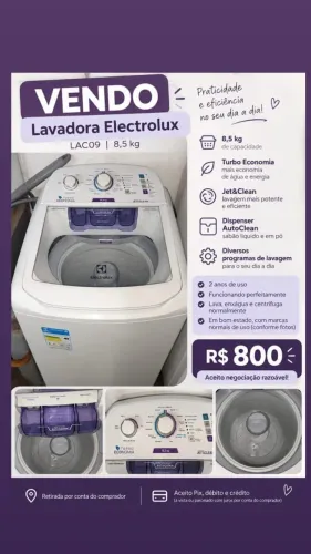 Máquina de lavar Eletrolux jet and clean