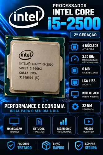Processador Intel Core i5-2500 2ª Geração 3.30GHz LGA 1155 4 Núcleos