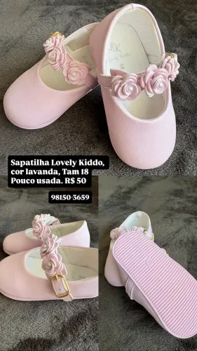 Sapatilha Lovely Kiddo, Tam 18, cor lavanda, sapato