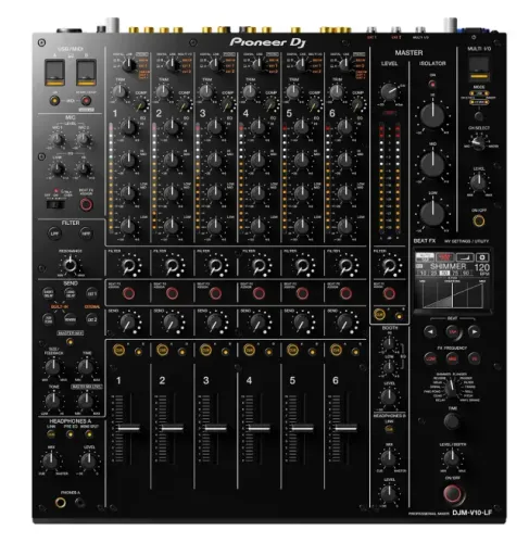 Mixer Profissional para DJ 6 Canais Pioneer DJM-V10-LF com Fader Longo e sem Crossfader