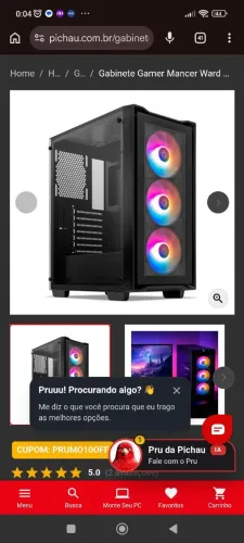 Gabinete MANCER ward V2. Vai com 6 coolers! top, bem conservado