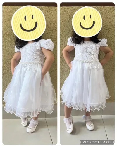 vestido infantil luxo branco daminha batizado - veste 3 anos