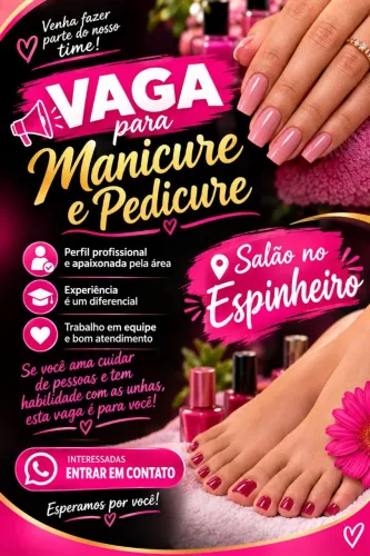 Vaga para manicure e pedicure