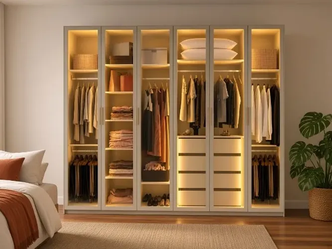 Guarda-Roupa Innova 6 Portas Reflecta com LED 2,50m (NOVO A PRONTA ENTREGA)