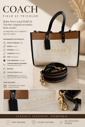 Bolsa tote Coach 100% couro