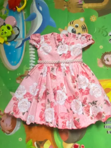 Vestido de bebê florido de luxo 6 meses