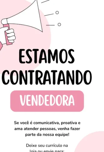 Estamos contratando vendedora (o)