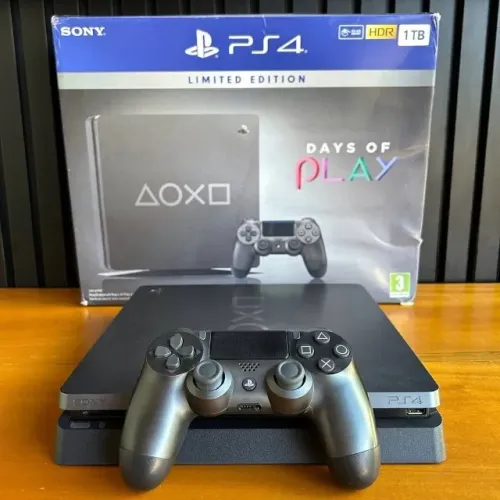 PS4 Slim 1TB Edição Limitada Completo Com Garantia e Jogo