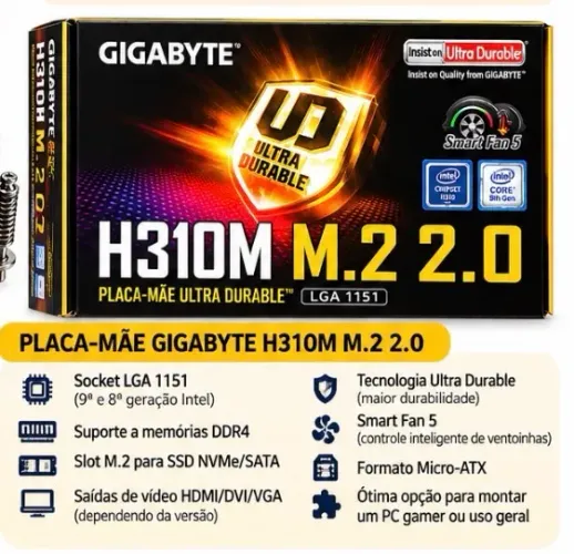 Kit Upgrade PC Gamer - Intel Core i3-9100F + Placa-Mãe Gigabyte H310M M.2 | Seminovos
