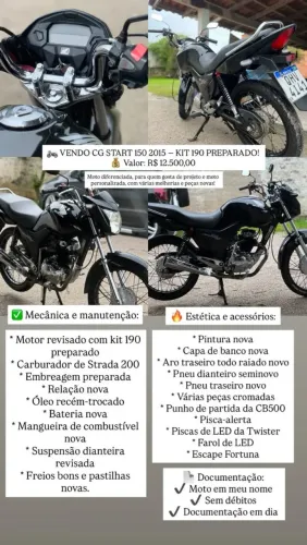 ? VENDO CG START 150 2015 ? KIT 190 PREPARADO!