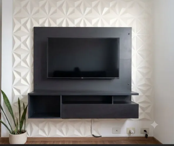 Painel de TV Preto com 1 Porta