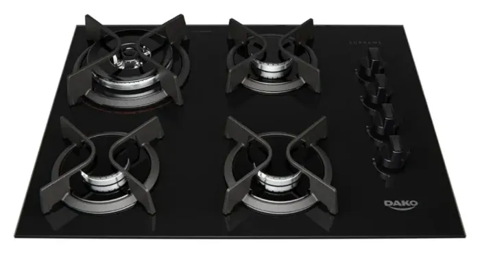 Cooktop 4 Bocas Dako Supreme Com Mesa de Vidro e Tripla Chama Preto Bivolt