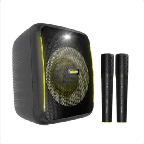 Caixa de som WAAW beat 1000 (marca do dj alok) com 2 microfones