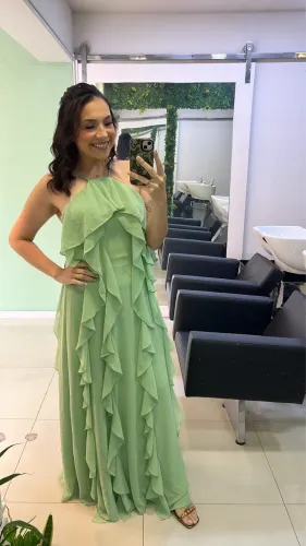 Vestido de festa/casamento/formatura verde pastel