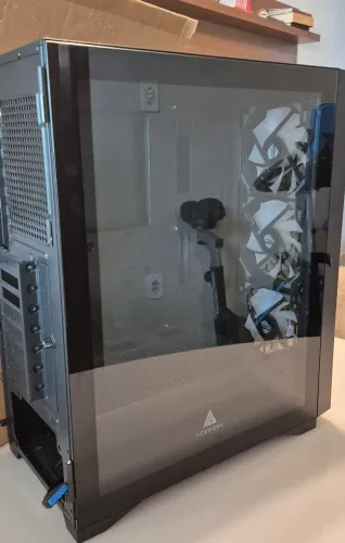 Gabinete de computador Acegeek Shield D440, vidro temperado, com 3 fans rgb