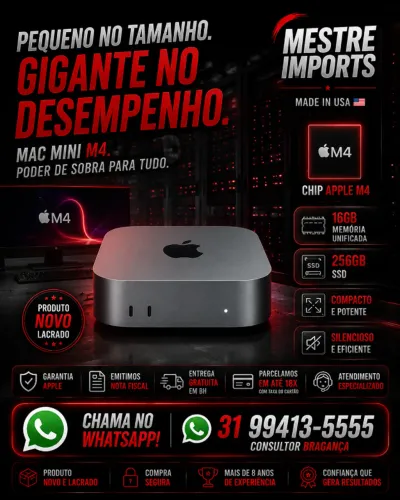 Mac mini M4 16GB RAM 256GB SSD Novo Lacrado Nota Fiscal