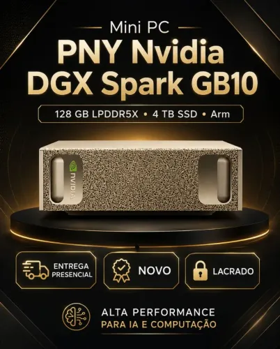 Mini PC PNY NVIDIA DGX Spark GB10 ARM 128 GB LPDDR5X 4 TB SSD - Dourado