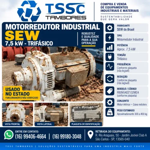 Motorredutor Industrial SEW 7,5 kW Trifásico
