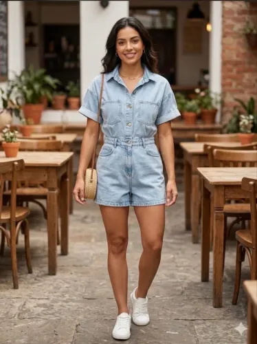 Macacão curto jeans tam M Zara
