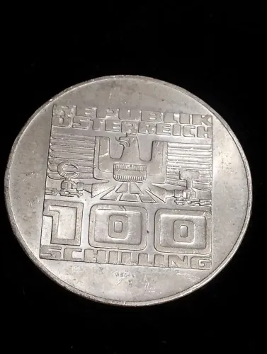 Moeda de prata 100 Shilling Áustria República Osterrheich