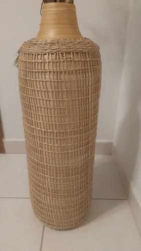 Vaso decorativo rede/palha novo