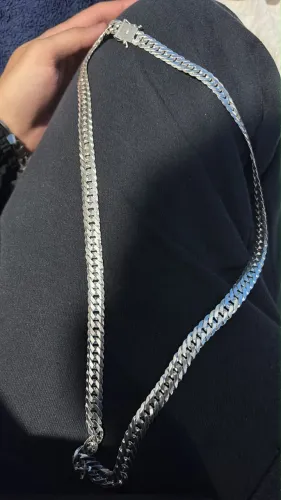 corrente de prata elo duplo, 70cm 10mm com fecho de gaveta, pouco tempo de uso