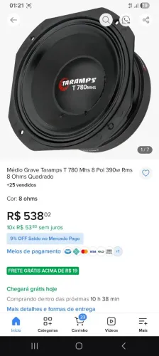 Woofer médio grave taramps