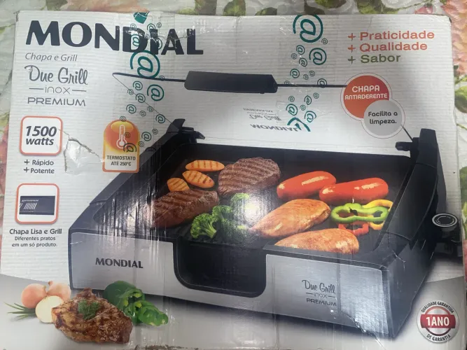 Chapa e Grill Mondial Due Grill Inox Premium 220 V