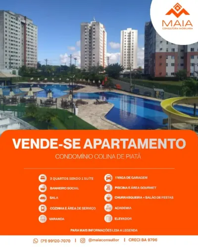 COLINA DE PIATÃ 3/4 ANDAR ALTO ARMÁRIOS PORCELANATO