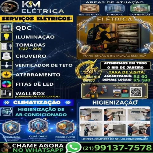 Eletricista 24H - K&M INSTALAÇÕES ELÉTRICAS - (ATENDEMOS EM TODO O RIO)