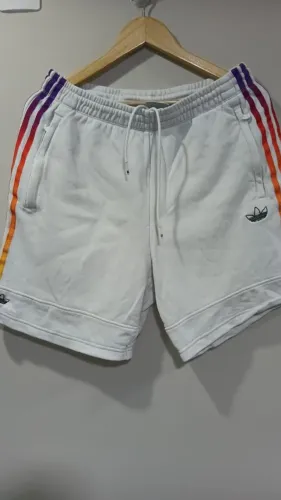 Bermuda Adidas Originals Branca 3-Stripes Degradê - Tam M