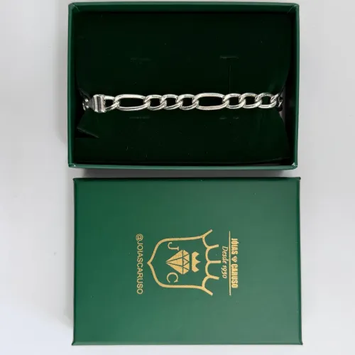 Pulseira Masculina Prata 925 16g 22cm Elos 3x1 + Certificado
